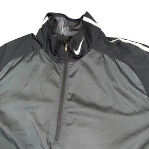 Nike Men's Black Short Sleeve Track Jacket 1/4 Zip Athletic Windbreaker Size L